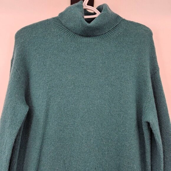 J. Crew Turtleneck Sweater Dress In Supersoft Yarn Green Women’s Size S Knit - Picture 4 of 11